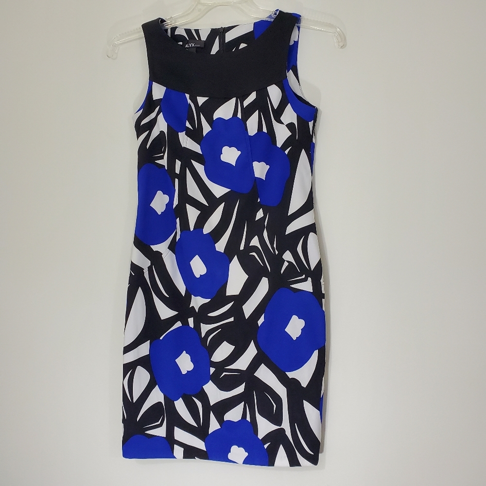 Alyx Blue/Black Sleeveless Midi Dress, Size 4